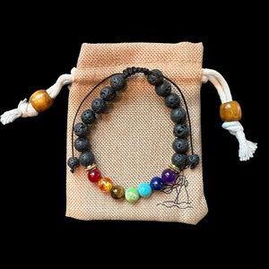 7 Chakra Healing Bracelet with Volcanic Lava, Mala Bracelet handmade